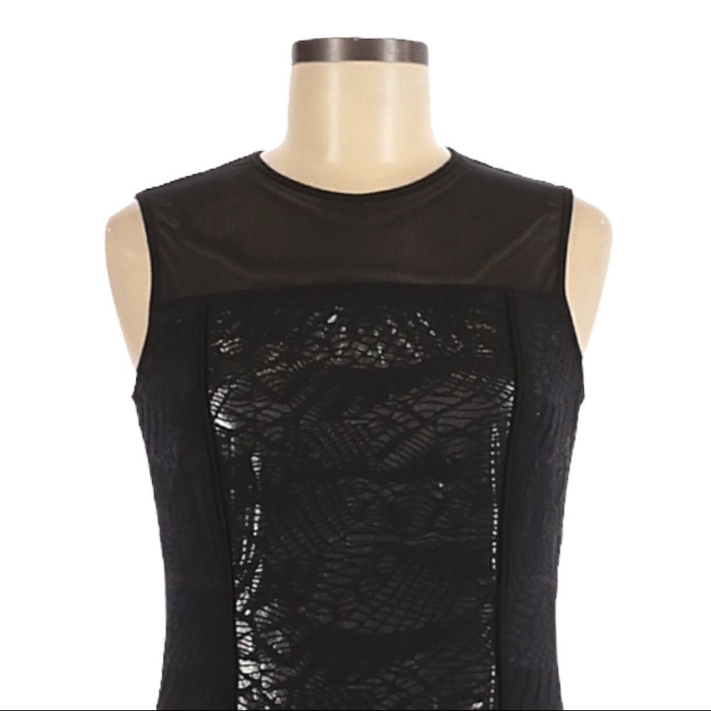 Marc New York Andrew Marc Metallic Black Lace Sheath Dress Size 4 - Picture 3 of 14